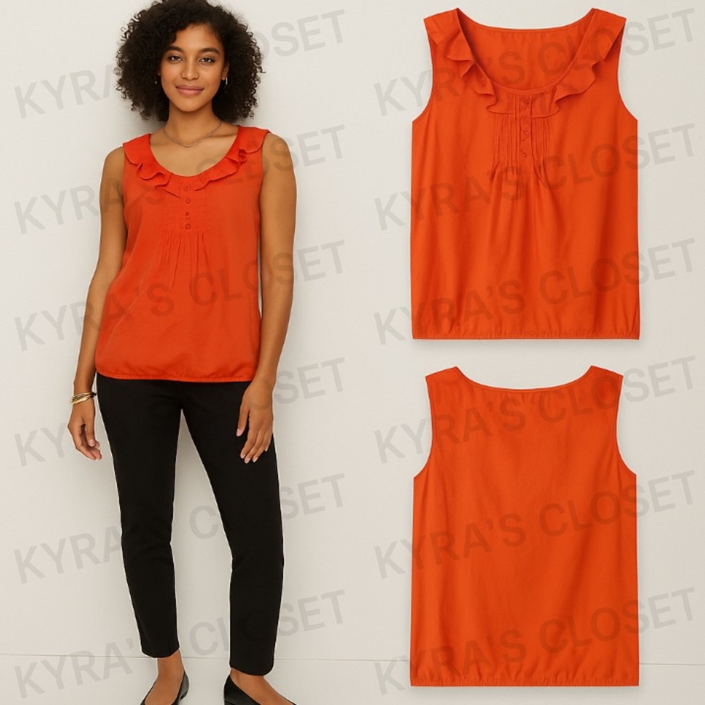 🧡 Ann Taylor Loft Sleeveless Orange Top (XL) 100% Cotton